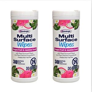 Homebright Dragonfruit And Jasmine Scented Multi Surface Wipes, 30-pc (Set Of 2)